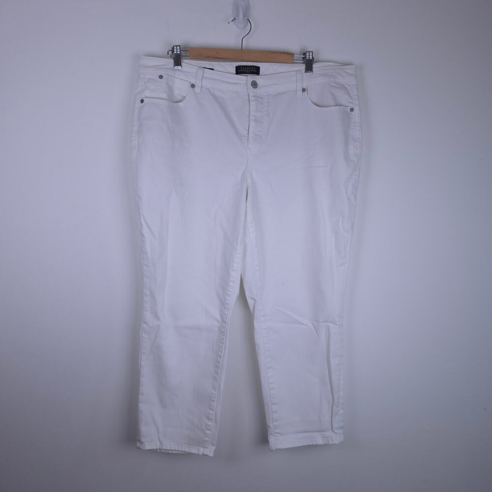 Talbots Woman Flawless Five Pocket Cropped White Denim Jeans Size 18W